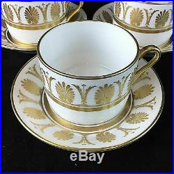 3 Ginori China Pompei Gold Flat Cup Saucer Sets Porcelain Dinnerware Italy