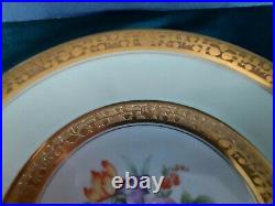 3 HUTSCHENREUTHER SELB Bavaria LHS Gold Encrusted /Flower Charger Dinner Plates