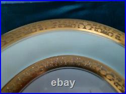 3 HUTSCHENREUTHER SELB Bavaria LHS Gold Encrusted /Flower Charger Dinner Plates