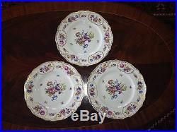 3 Hand Painted Floral China Dinner Plates FRANCONIA KRAUTHEIM DRESDEN FLOWERS