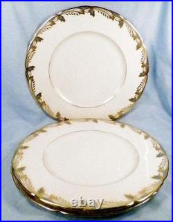 3 Lenox Essex Dinner Plates Plate Blue Gold Scalloped Edge Cream Porcelain O351F