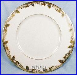 3 Lenox Essex Dinner Plates Plate Blue Gold Scalloped Edge Cream Porcelain O351F