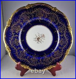 3 Royal Cauldon Cobalt & Gold Kings Plate Dinner Plates Grapes Leaves