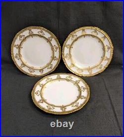 3 Royal Crown Derby 9.75 Dinner Plates For Gilman Collamore Co NYC Gilded