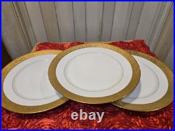 3 Tirschenreuth Bavaria Germany Gold Encrusted Dinner Plates Favorite Pattern