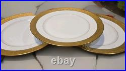 3 Tirschenreuth Bavaria Germany Gold Encrusted Dinner Plates Favorite Pattern