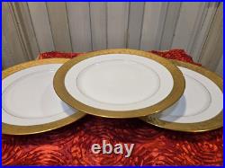 3 Tirschenreuth Bavaria Germany Gold Encrusted Dinner Plates Favorite Pattern