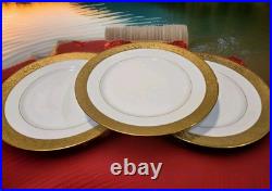 3 Tirschenreuth Bavaria Germany Gold Encrusted Dinner Plates Favorite Pattern