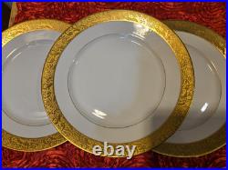 3 Tirschenreuth Bavaria Germany Gold Encrusted Dinner Plates Favorite Pattern