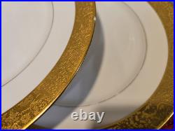 3 Tirschenreuth Bavaria Germany Gold Encrusted Dinner Plates Favorite Pattern