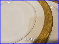 3 Tirschenreuth Bavaria Germany Gold Encrusted Dinner Plates Favorite Pattern