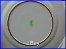3 Vintage Crown Staffordshire Porcelain Green & Gold Encrusted Dinner Plates