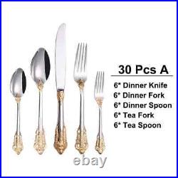 304 Stainless Steel Gold Cutlery Set Dinnerware Luxury Tableware Sliverware