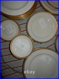 33 Plates VINTAGE Original LIMOGES FRANCE CORONET GOLD ENCRUSTED RIM ON WHITE