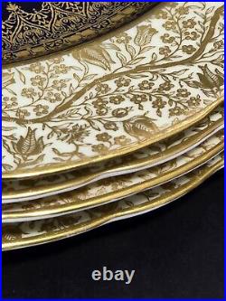 (4) Antique 1891-1921 GEORGE JONES CRESCENT CHINA Dinner Plates Cobalt & Gold