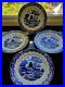 4-Antique-Grainger-Worcester-Blue-Willow-w-Gold-Gilt-Dinner-Plates-Superb-01-ej