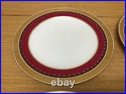 4 Antique Minton Chicago 10 1/4 Dinner Plates Red withGold Rim