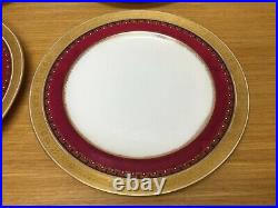 4 Antique Minton Chicago 10 1/4 Dinner Plates Red withGold Rim