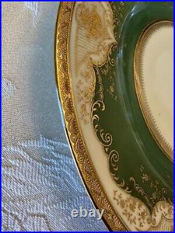 4 Black Knight Green Gold Scroll Porcelain China Bavaria Dinner Plate 9 Damage