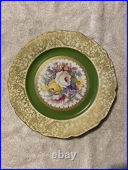 4 Bohemia Macy's Czechoslovakia Gilded Gold Filigree Floral Dinner Plate 10.5