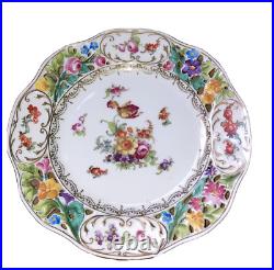 4 Czecho-Slovakia Union T porcelain plate flowers rose gold pierced design 9 x 9