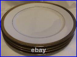4 GDA Floral Heavy Gold Encrusted 10 1/2 Dinner Plates Excellent