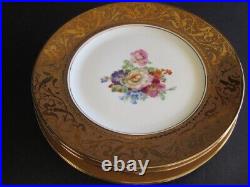 4 Gorgeous Hutschenreuther Dinner Plates Gold Encrusted Floral Center Lot