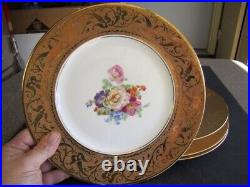 4 Gorgeous Hutschenreuther Dinner Plates Gold Encrusted Floral Center Lot