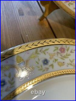 4 Kv International Gold Encrusted Floral 9 3/4 Dinner Plates Greece Hard 2 Find
