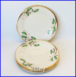4 Lenox Holiday Nouveau Gold Salad Plates for Christmas Dinner