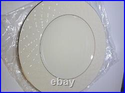 4 Lenox Jacquard Gold' 10-7/8 Dinner Plates. Fish Scale Textured Sealed