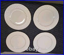 4 Lenox Made in U. S. A.'Jacquard Gold' 10-7/8 Dinner Plates. Fish Scale Texture