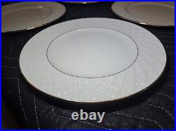 4 Lenox Made in U. S. A.'Jacquard Gold' 10-7/8 Dinner Plates. Fish Scale Texture