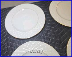 4 Lenox Made in U. S. A.'Jacquard Gold' 10-7/8 Dinner Plates. Fish Scale Texture