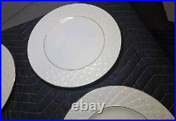 4 Lenox Made in U. S. A.'Jacquard Gold' 10-7/8 Dinner Plates. Fish Scale Texture