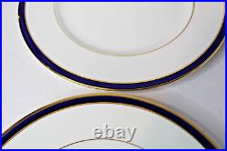 4 Lenox Porcelain Dinner Plates Federal Cobalt 10 3/4 Metallic Gold Blue