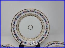 4 Old Paris Porcelain Hand Painted Floral & Gold 9 3/8 Inch Dinner Plates 1840s