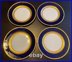 4 Rosenthal Bavaria Dinner Plates Cobalt Blue Encrusted Gold Pattern 5388 Set #1