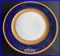 4 Rosenthal Bavaria Dinner Plates Cobalt Blue Encrusted Gold Pattern 5388 Set #1