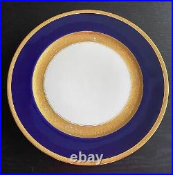 4 Rosenthal Bavaria Dinner Plates Cobalt Blue Encrusted Gold Pattern 5388 Set #1