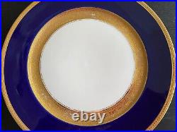 4 Rosenthal Bavaria Dinner Plates Cobalt Blue Encrusted Gold Pattern 5388 Set #1