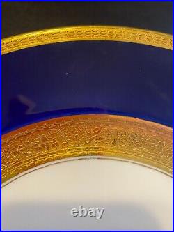 4 Rosenthal Bavaria Dinner Plates Cobalt Blue Encrusted Gold Pattern 5388 Set #1