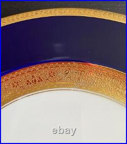 4 Rosenthal Bavaria Dinner Plates Cobalt Blue Encrusted Gold Pattern 5388 Set #2