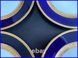 4 Rosenthal Bavaria Dinner Plates Cobalt Blue Encrusted Gold Pattern 5388 Set #2