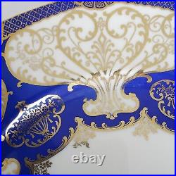 4 Rosenthal Ivory Dinner Cabinet Plates 10 5/8 Cobalt Blue Gold Scroll Bavaria
