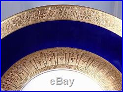 4 Royal Bavarian Hutschenreuther Cobalt Blue Gold Dinner Plates Chargers 11