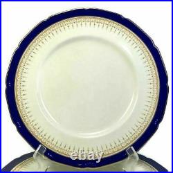 4 Royal Doulton Duke Of York Dinner Plates Cobalt Blue Gold Porcelain England