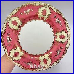 4 Royal Swansea Scalloped Pink Gold Floral Dinner Plate 10.5 England Bone China