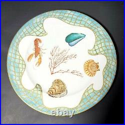 4 Saint Tropez By Lynn Chase 10.50 Porcelain Dinner Plates 24k Gold Nautical