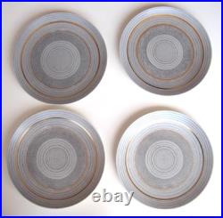 4 Sascha Brastoff Dinner Plates Roman Coin Brown Gold on Gray MCM 10.63 D 1950s 4 Sascha Brastoff Dinner Plates Roman Coin Brown Gold on Gray MCM 10.63 D 1950s
